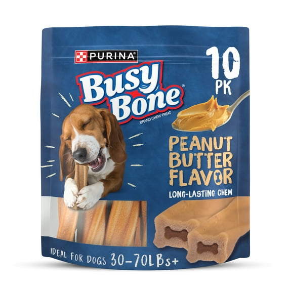 Purina Busy Bone Dog Treats, Peanut Butter Flavor Long-Lasting Chews for Small & Medium Dogs, 35 oz Pouch