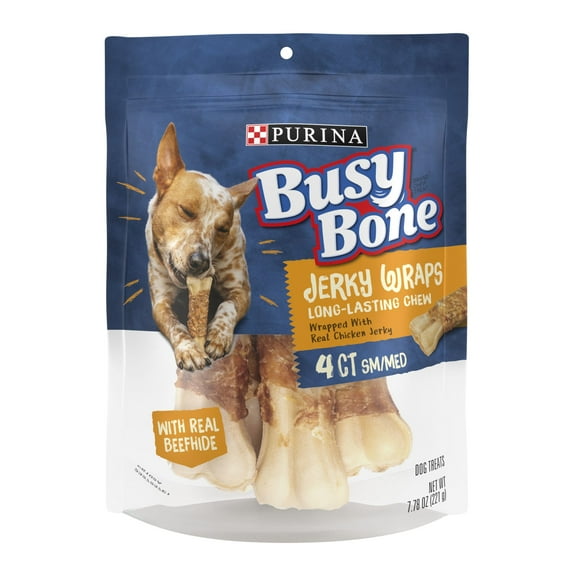 Purina Busy Bone Jerky Wraps Grain Free Small/Medium Breed Beefhide and Chicken Dog Jerky Treats