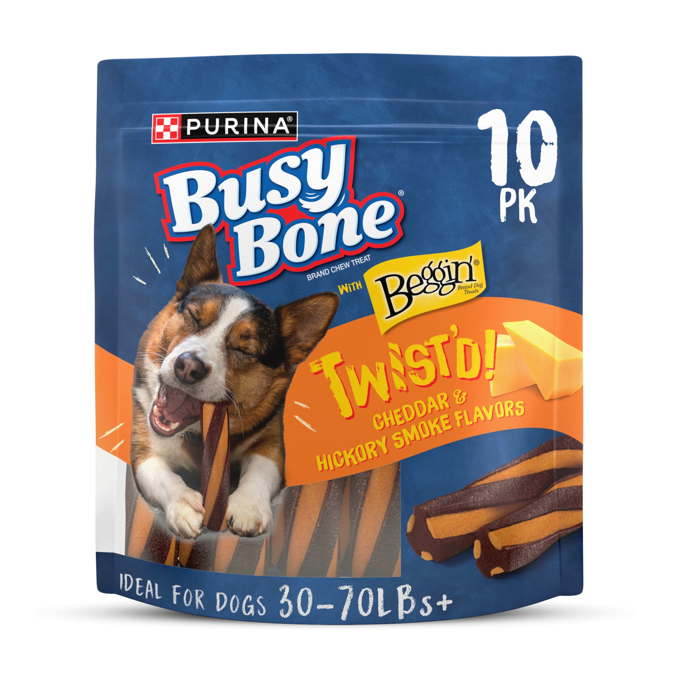 Purina Busy Bone with Beggin' Twist'd Small & Medium Dog Treats with Cheddar, 36 oz Pouch (10 Count)