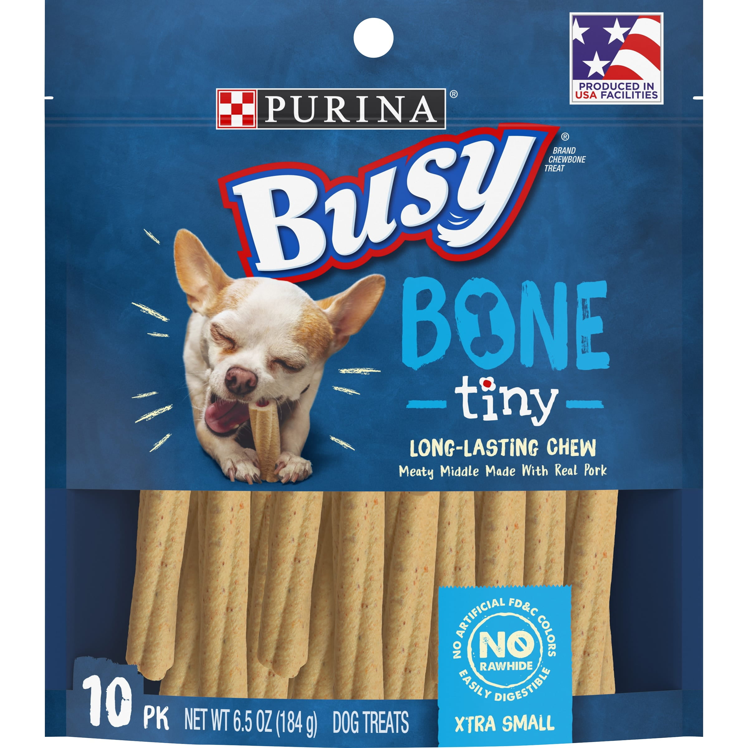 Purina Busy Bones Dog Treats Long Lasting Dry Chews Real Pork for