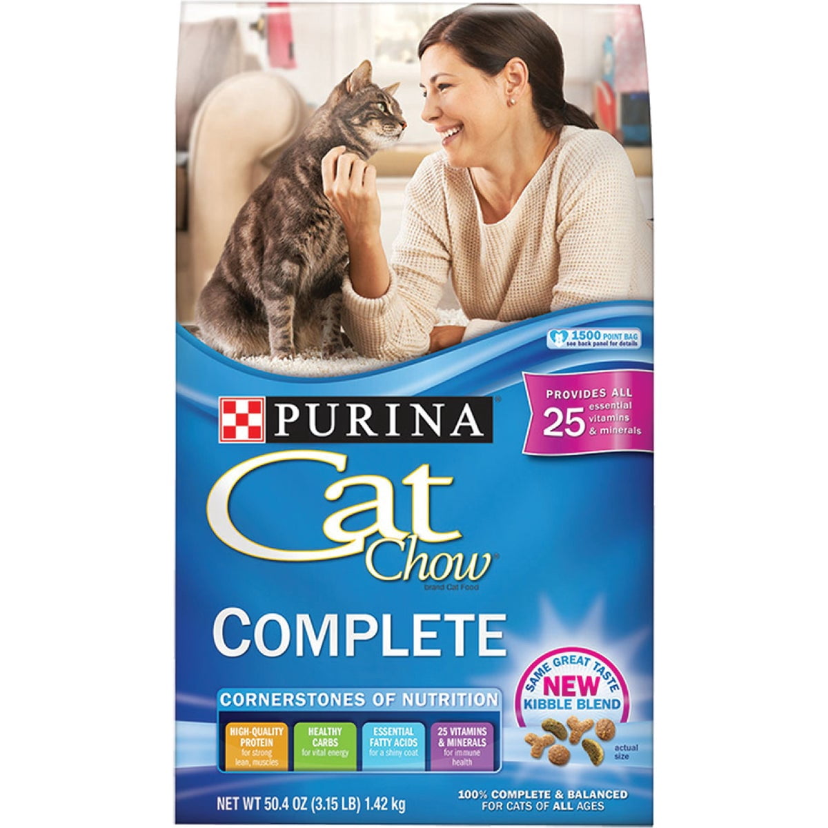 6-pack Cat Chow Complete Dry Cat Food - Kibble, Seafood Flavor - 6 Pack, 3.15 lbs Each — Residential Use, Standard Application