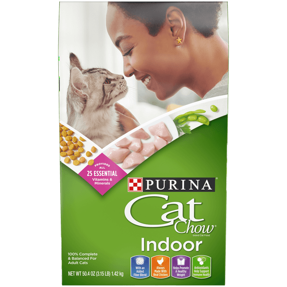 Purina Cat Chow Indoor Dry Cat Food, Hairball + Healthy Weight, 3.15 lb. Bag