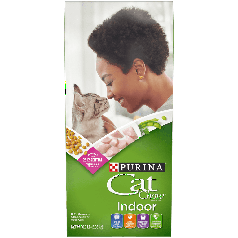 Purina Cat Chow Indoor Dry Cat Food High Fiber Hairball Control Healthy Weight 6.3 lb Bag Walmart