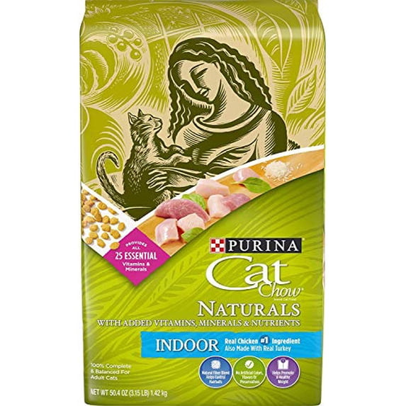 Purina Cat Chow Naturals Dry Indoor Cat Food, Chicken 3.15 lb (Pack of 48)