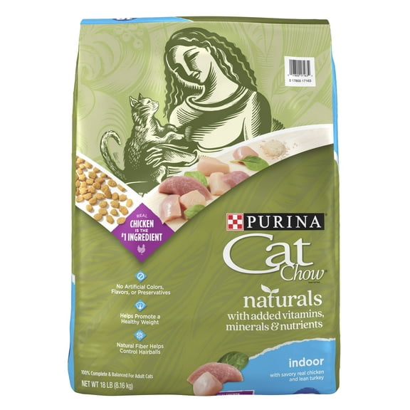 Purina Cat Chow Naturals, Indoor Dry Cat Food, Chicken & Turkey, 18 lb Bag
