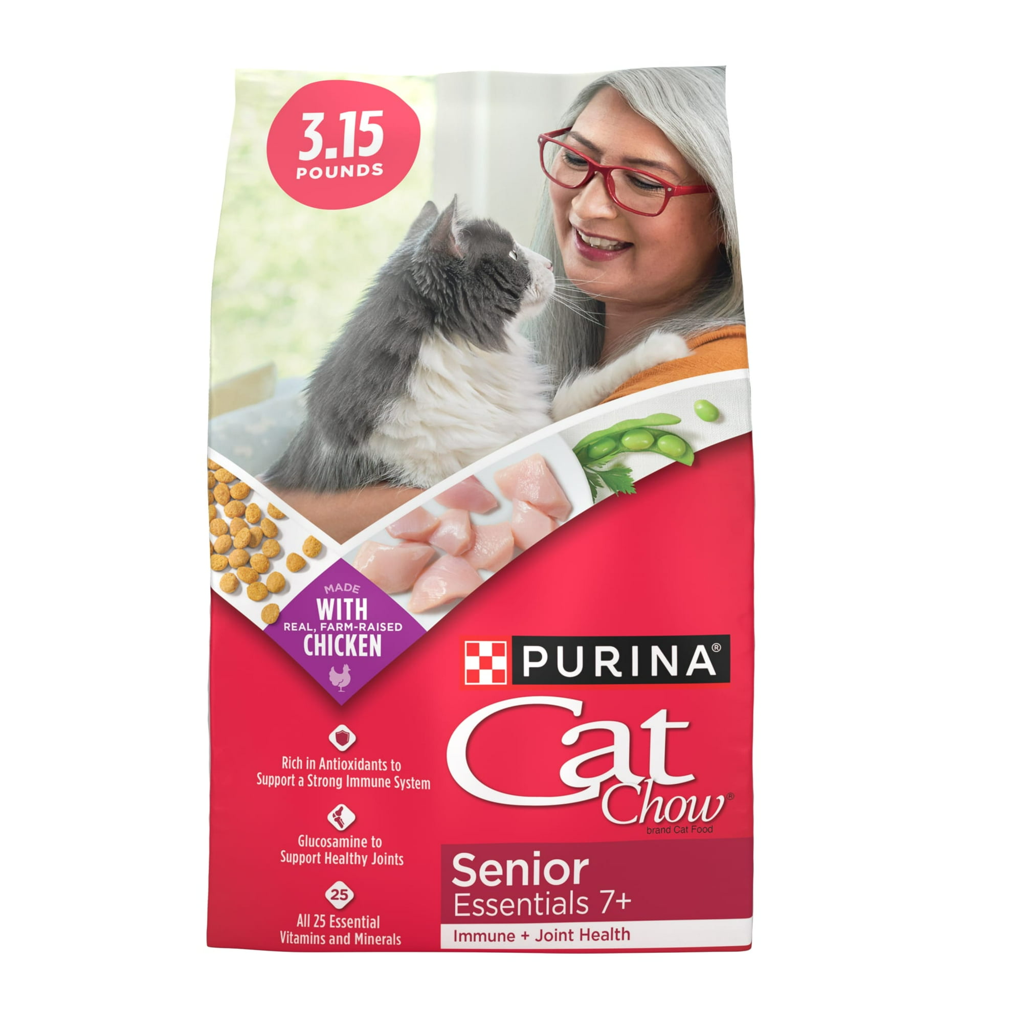 Purina Cat Chow Senior, Dry Cat Food, Chicken & Turkey, 14 lb Bag