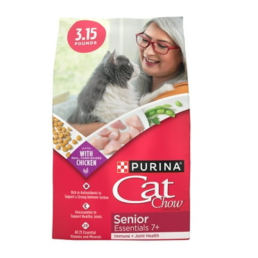 Purina Cat Chow Senior Dry Cat Food, Chicken, 3.15 lb Bag