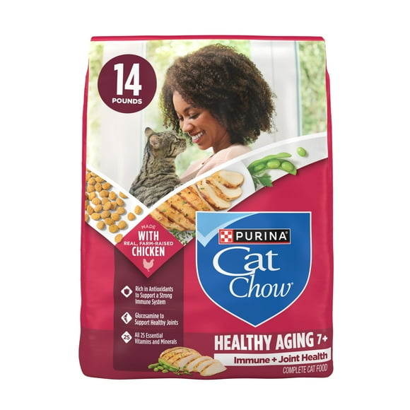 Purina Cat Chow Healthy Aging 7+ Senior Dry Cat Food, Chicken, 14 lb. Bag