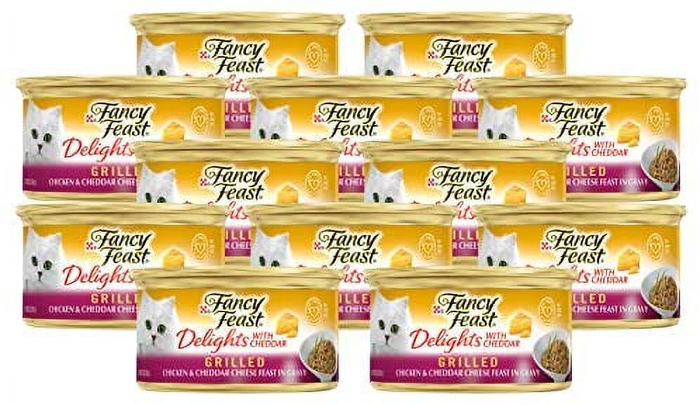 Purina Delights with Cheddar Grilled Chicken \u0026 Cheddar Cheese Feast in Gravy (12-CANS) (3 OZ Each)