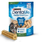 Purina DentaLife Daily Oral Care Mini & Toy Dog Treats with Chicken Chews, 6.8 oz Pouches, 24 Count (4 Pack)