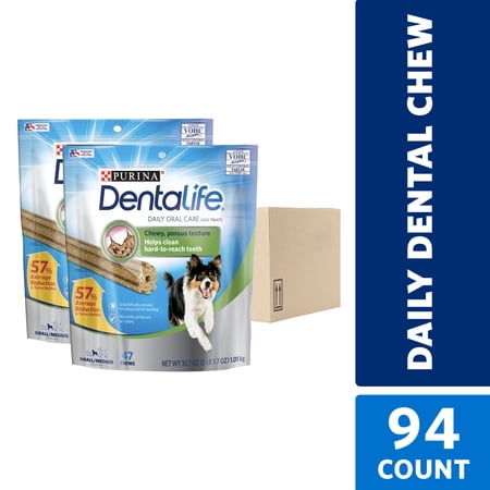 Purina DentaLife Small/Medium Dog Dental Chews, Daily, (2) 47 ct. Pouches