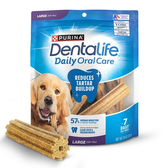 Purina Dentalife Daily Oral Care Chicken Flavor Large Breed Dog Dental Chews – 7.8 oz pouch (7ct)
