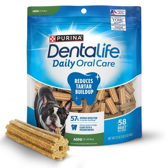 Purina Dentalife Daily Oral Care Chicken Flavor Toy Breed Dog Dental Chews – 17.1 oz Pouch (58 ct)