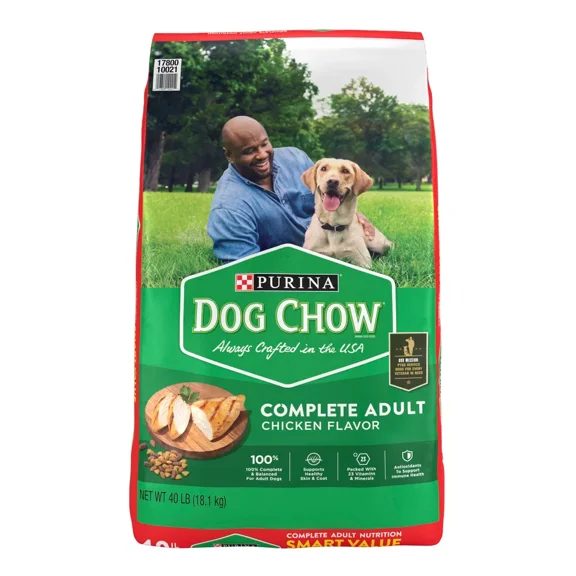 Purina Dog Chow Complete Adult Dry Dog Food Kibble With Chicken Flavor, 40 lb. Bag