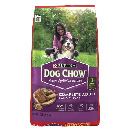 Purina Dog Chow Complete Dry Dog Food for Adult Dogs High Protein, Lamb, 44 lb Bag