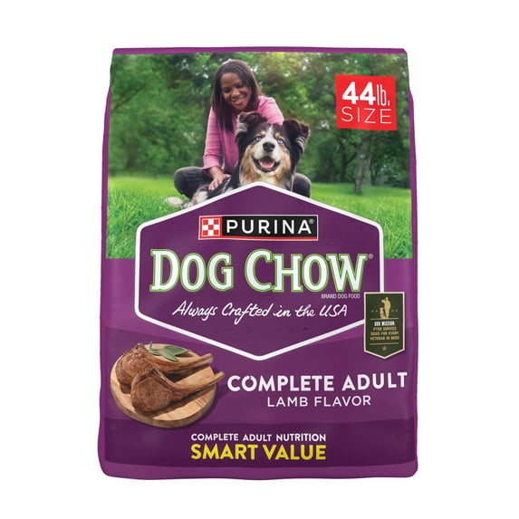 Purina Dog Chow Complete Dry Dog Food for Adult Dogs High Protein, Lamb, 44 lb Bag