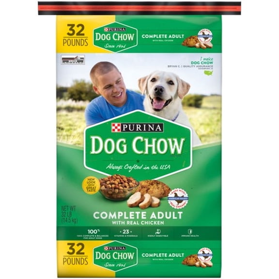 Purina Dog Chow Complete Real Chicken Dry Dog Food 32 lb Bag (Pack of 8)