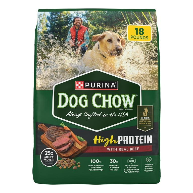 Dog Chow High Protein Dry Dog Food with Real Beef, 18 lb Bag