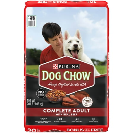 Purina Dog Chow Real Beef Dry Dog Food Complete Adult, 20 lb Bag