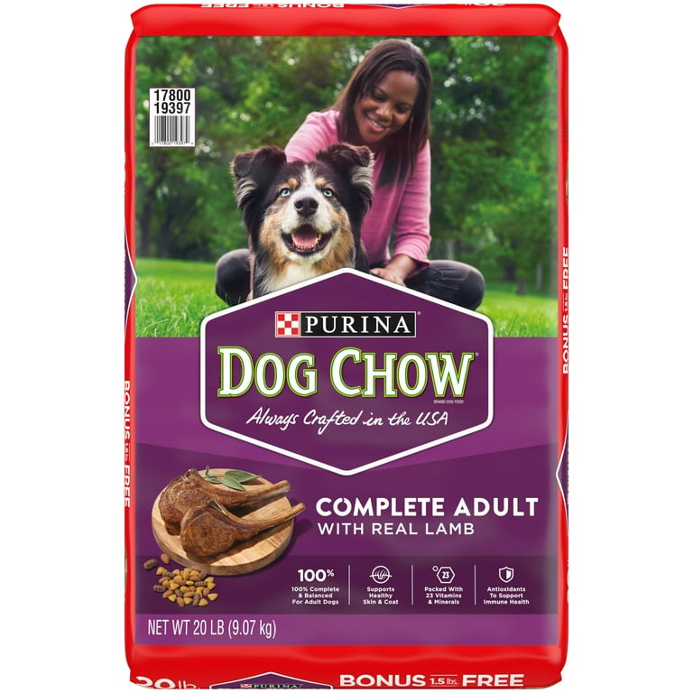 Purina Dog Chow Real Lamb Dry Dog Food Complete Adult 20 lb Bag