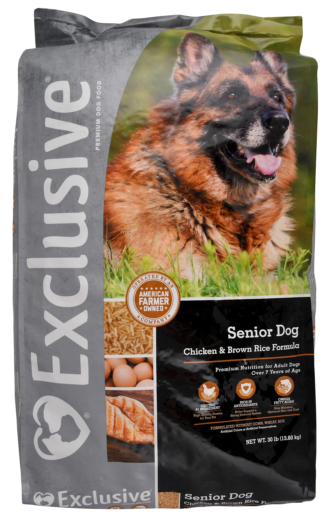 Exclusive | Senior Dog Food | Chicken and Brown Rice Recipe | Nutritionally Complete - 30 Pound (30 lb.) Bag