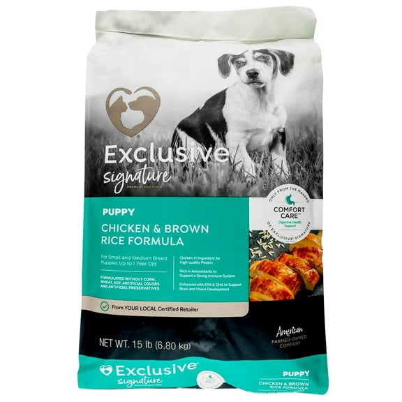 Purina Exclusive Signature Puppy Chicken & Brown Rice Comfort Care | Puppy Food | 15 Pound Bag