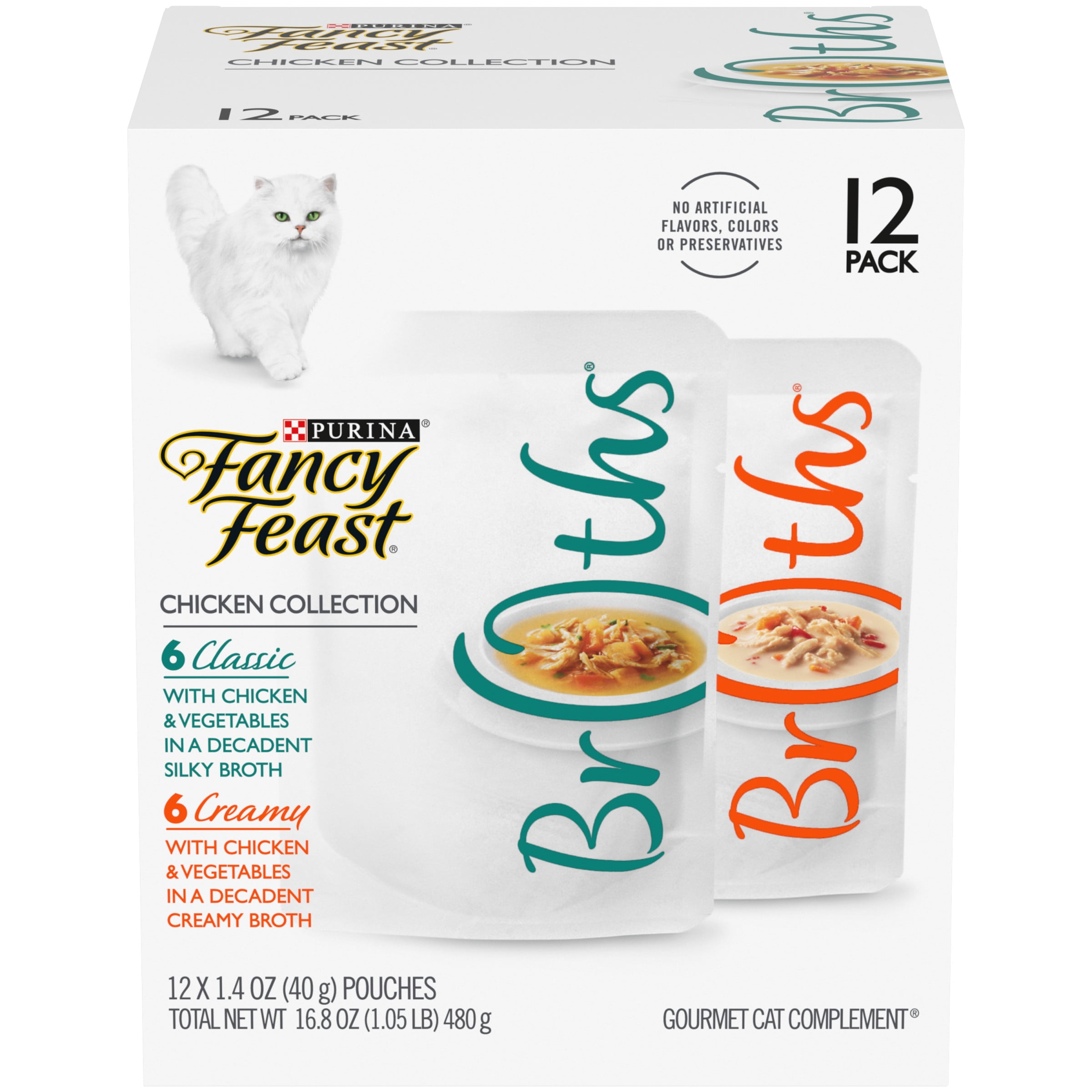 Purina Fancy Feast Broths Chicken Wet Cat Food Variety Pack, 1.4 oz