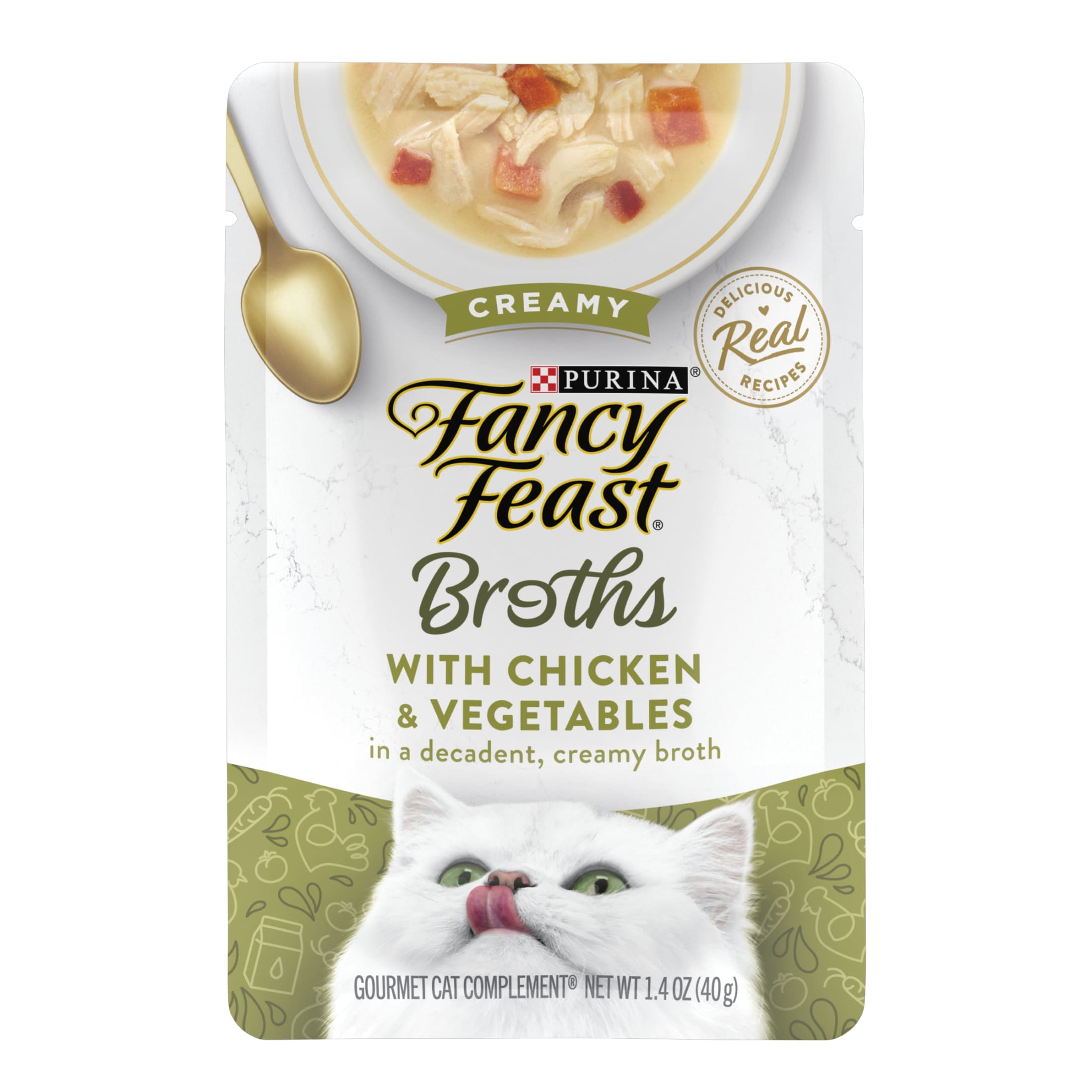 Purina Fancy Feast Broths Kitten Food, Wet Cat Food, Creamy Chicken & Veggies, 1.4 oz Pouch