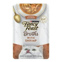 Purina Fancy Feast Broths Kitten Food, Wet Cat Food, Shrimp Seafood Bisque, 1.4 oz Tub