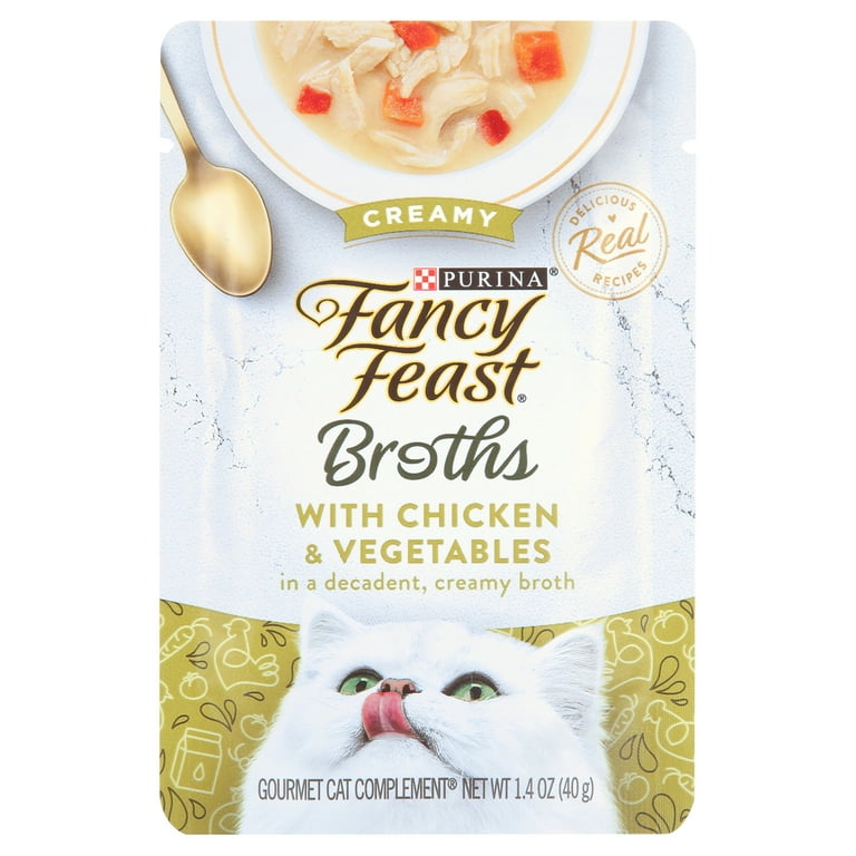 Purina Fancy Feast Broths Classic Chicken, Vegetables & Whitefish Supplemental Fancy Feast Chunky Chopped Grill Canned Cat Food Purina Fancy Feast Broths Classic Chicken, Vegetables & Whitefish Supplemental Fancy Feast Chunky Chopped Grill Canned Cat Food