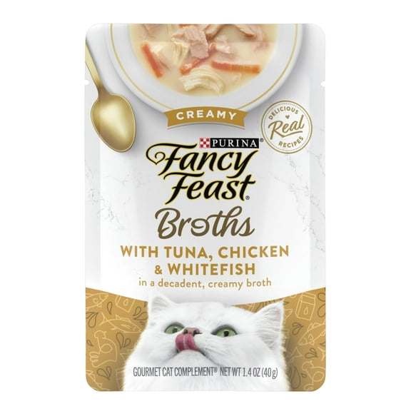 Purina Fancy Feast Broths Wet Cat Food, Creamy Chicken & Whitefish, 1.4 oz Pouch