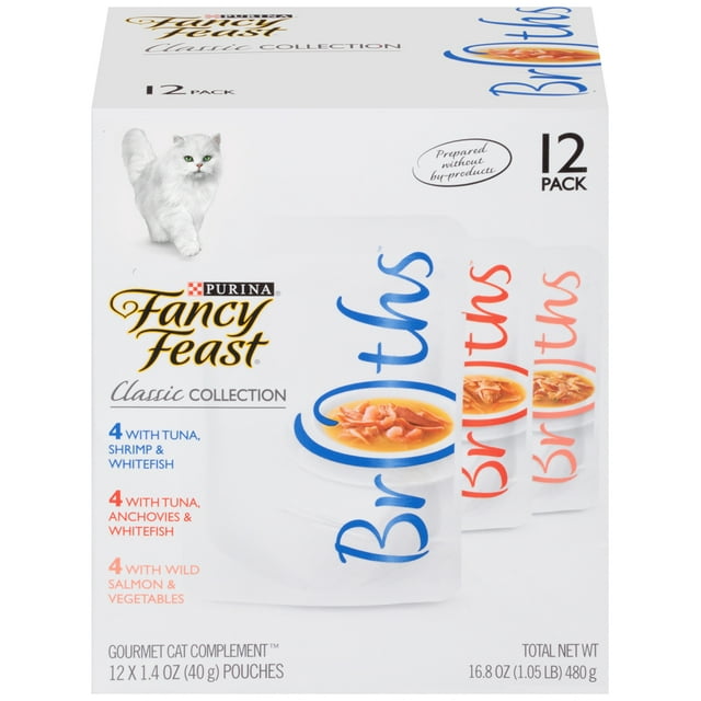 Purina Fancy Feast Classic Broths Variety Pack Wet Cat Food, 1.4 Oz, 36 Pack