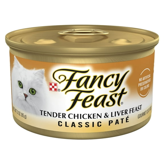 Purina Fancy Feast Classic Pate Food, Wet Cat Food, Liver & Chicken Feast, 3 oz Can