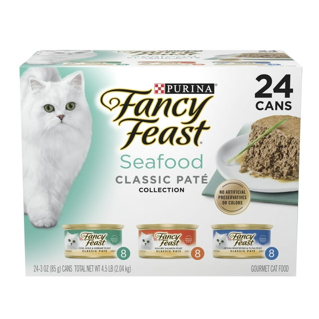 Purina Fancy Feast Classic Pate Kitten Food, Wet Cat Food, Seafood, 3 oz Cans (24 Pack)