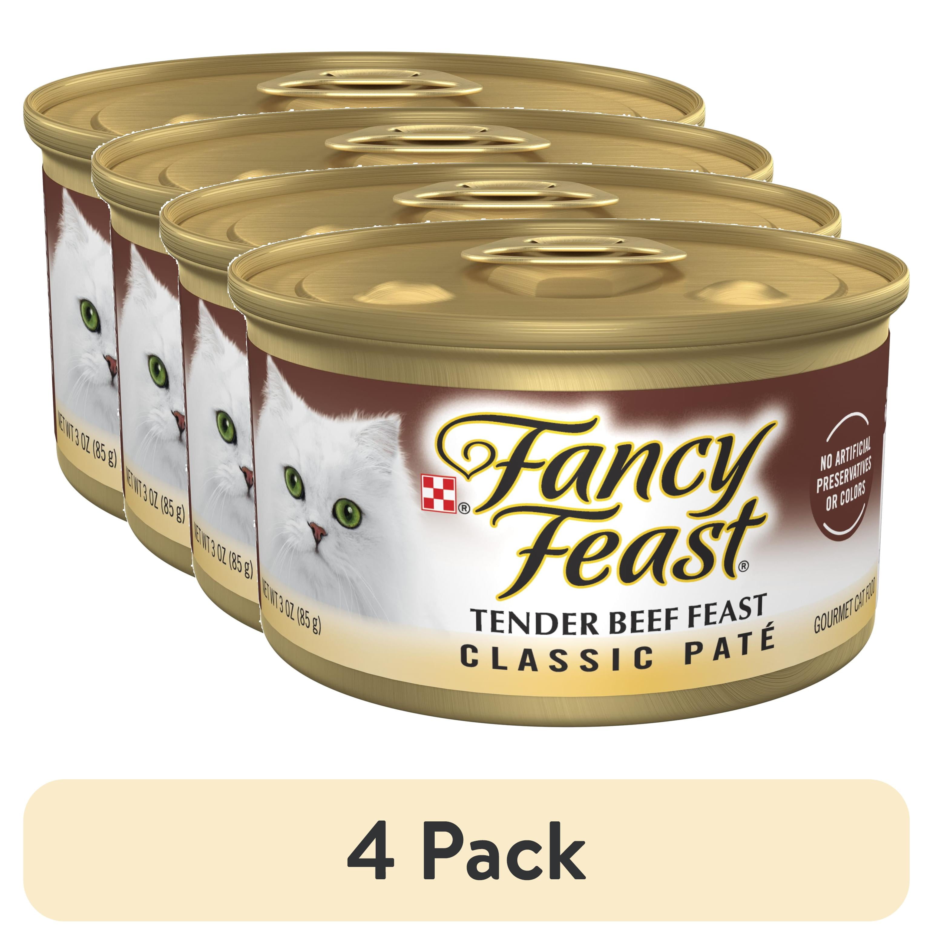 (4 pack) Purina Fancy Feast Classic Pate Kitten Food, Wet Cat Food, Tender Beef Feast, 3 oz Can