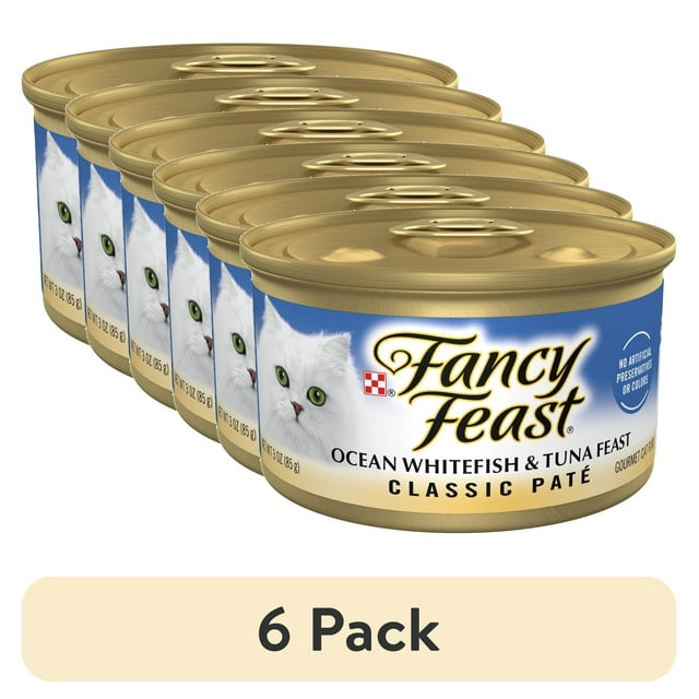 (6 pack) Purina Fancy Feast Classic Pate Ocean Whitefish and Tuna Feast