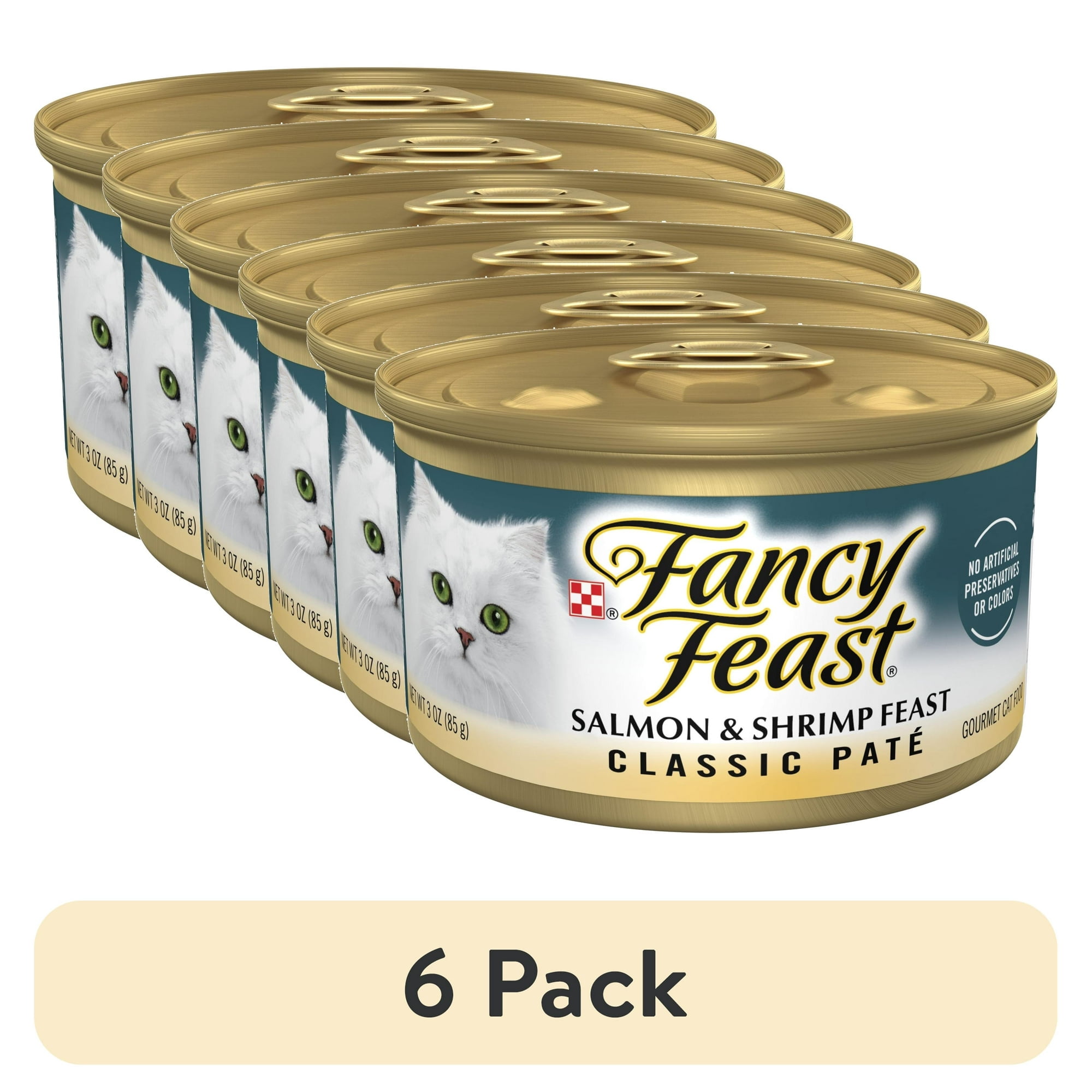 6 pack Purina Fancy Feast Classic Pate Kitten Food Wet Cat Food Salmon Shrimp Feast 3 oz Can Walmart