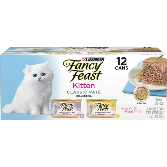 Purina Fancy Feast Classic Pate Wet Cat Food for Kittens Variety Pack, 3 oz Cans (24 Pack)