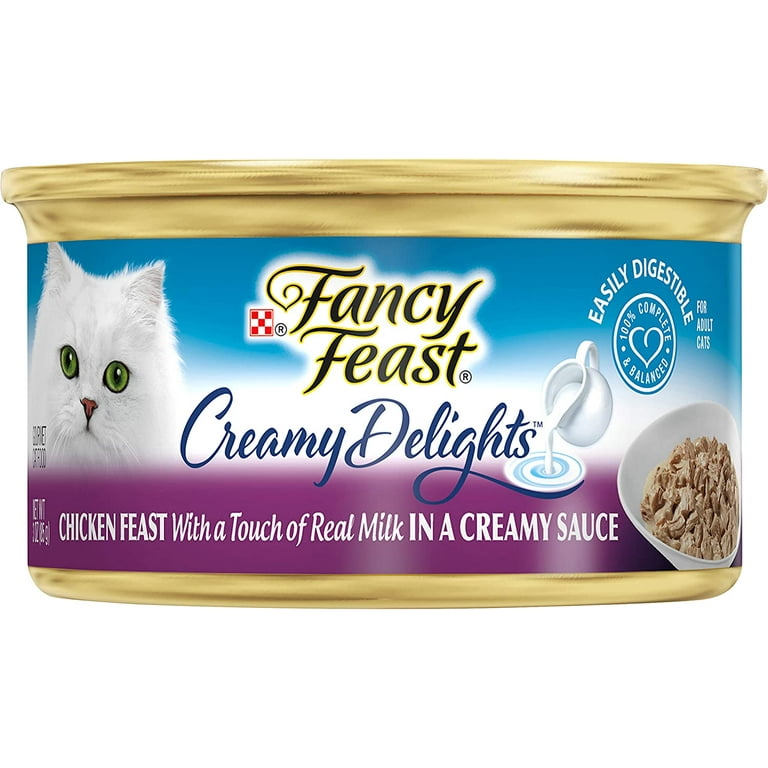 Purina Fancy Feast Creamy Delights Grilled Chicken Feast With a Touch of Real Milk in a Creamy Sauce Adult Wet Cat Food 3 Oz Pack of 12