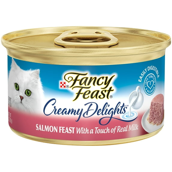 Purina Fancy Feast Creamy Delights Kitten Food, Wet Cat Food, Salmon & Milk, 3 oz Cans (24 Pack)