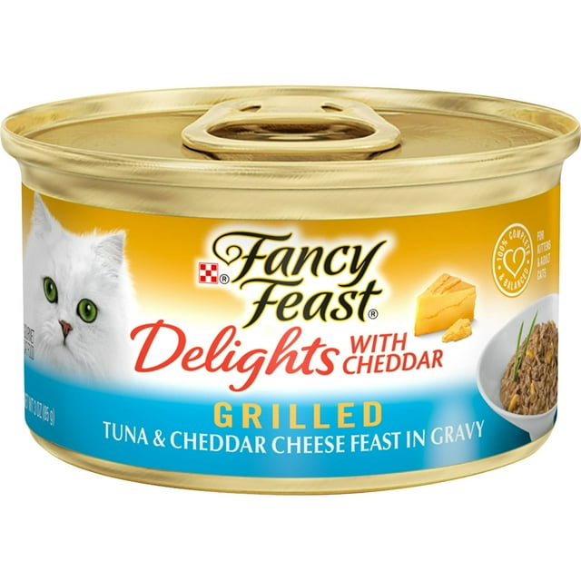 Purina Fancy Feast Delight Grilled Wet Cat Food Tuna Cheddar Cheese, 3 oz Can (Pack of 8)