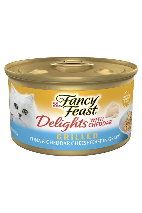 Purina Fancy Feast Delights with Cheddar Wet Cat Food, Grilled Tuna & Cheddar, 3 oz Can