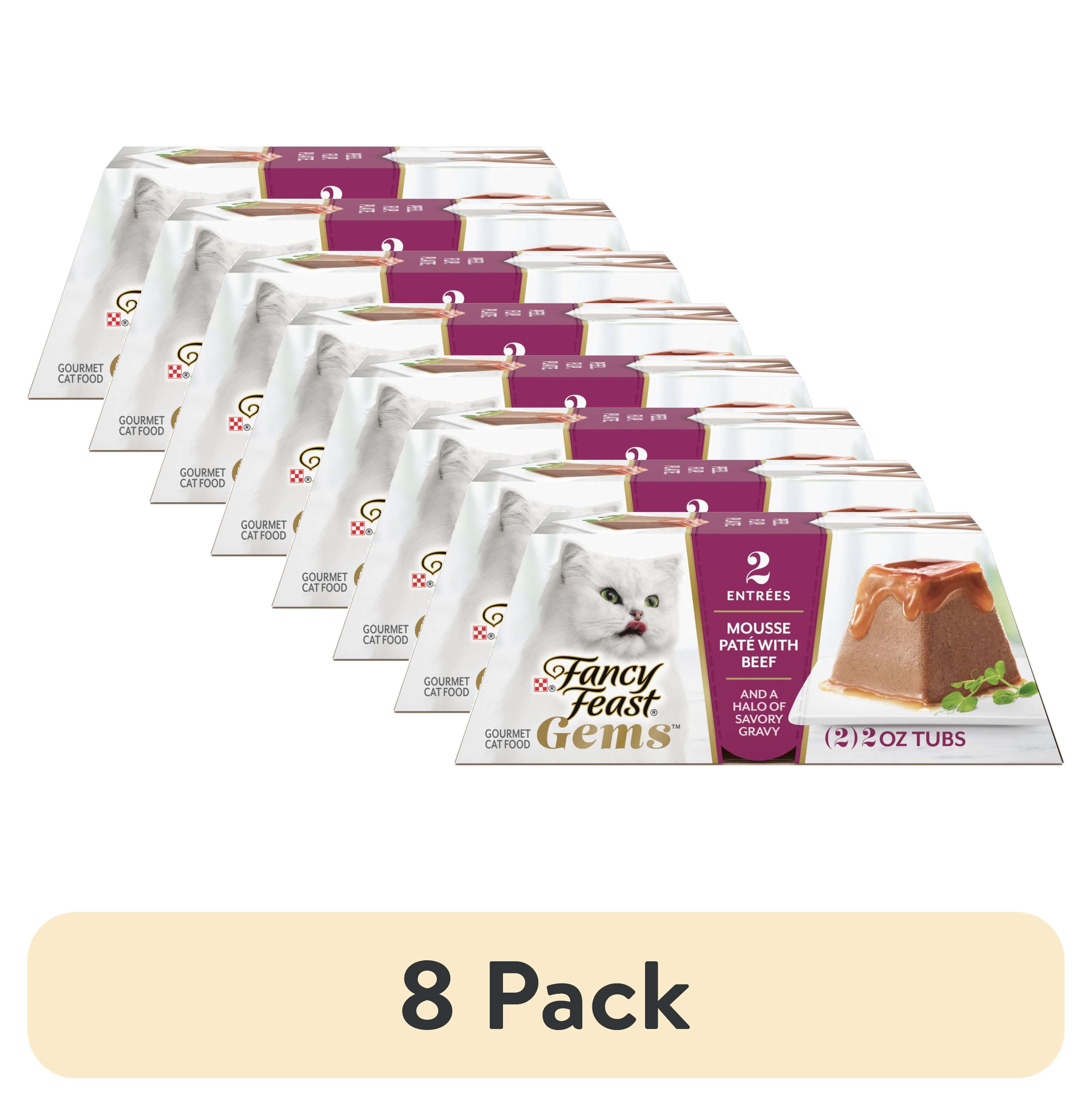 (8 pack) Purina Fancy Feast Gems Wet Cat Food, Mousse Pate with Beef
