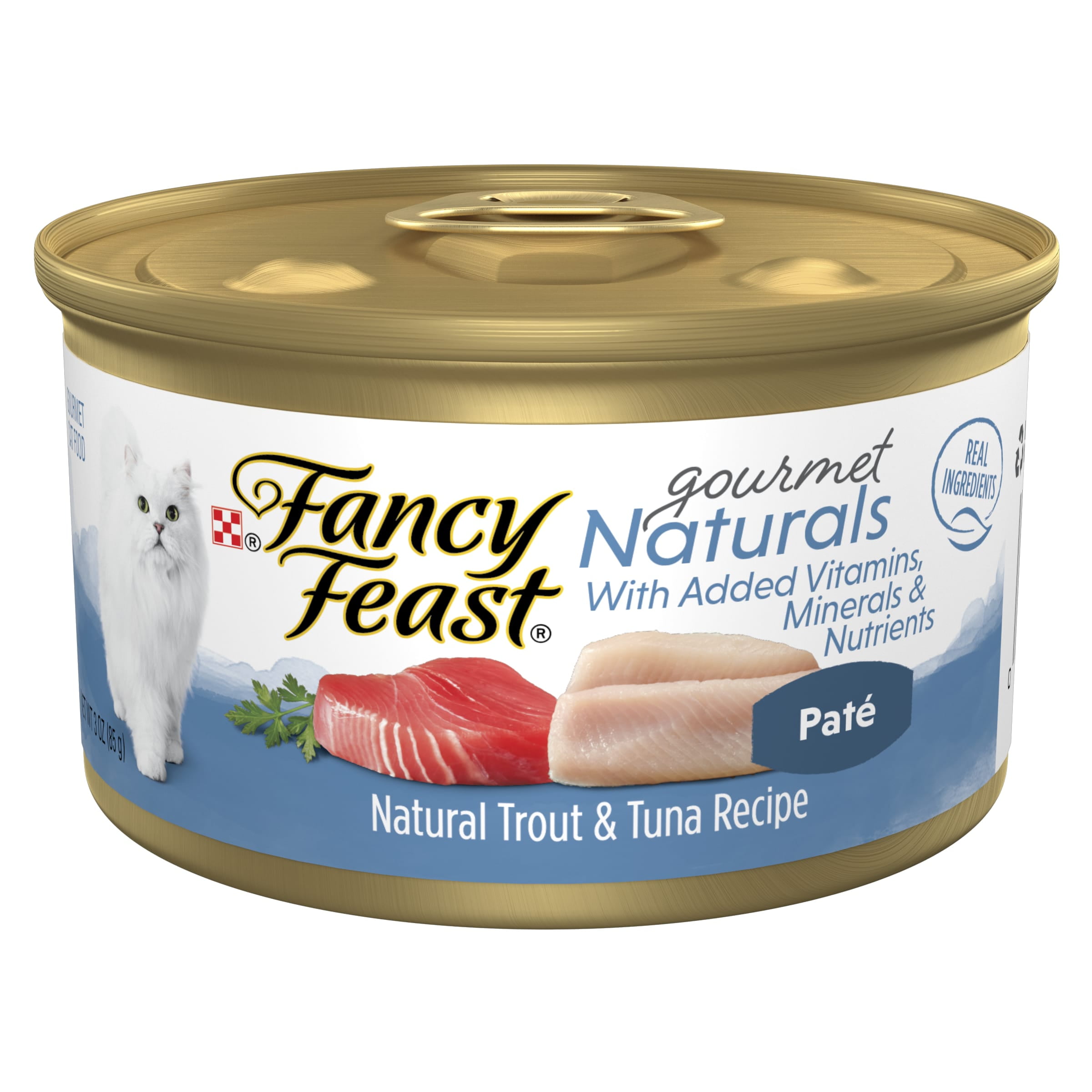 Purina Fancy Feast Gourmet Naturals Pate Wet Cat Food, Trout & Tuna, 3 oz Cans (12 Pack)