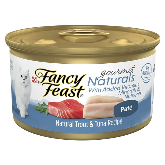 Purina Fancy Feast Gourmet Naturals Pate Wet Cat Food, Trout & Tuna, 3 oz Cans (12 Pack)