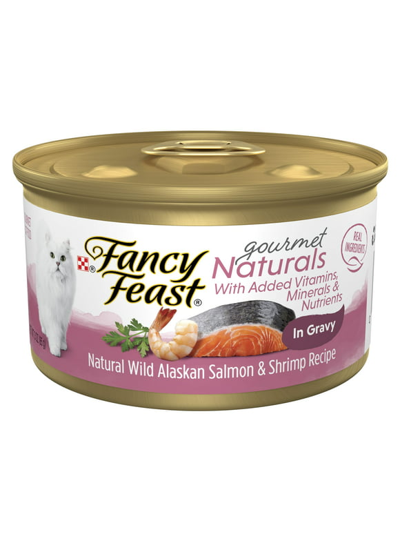 Purina Fancy Feast Gourmet Naturals Wet Cat Food Salmon Shrimp, 3 oz Cans (12 Pack)