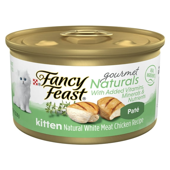 Purina Fancy Feast Gourmet Naturals Wet Cat Food for Kittens Chicken, 3 oz Cans (12 Pack)