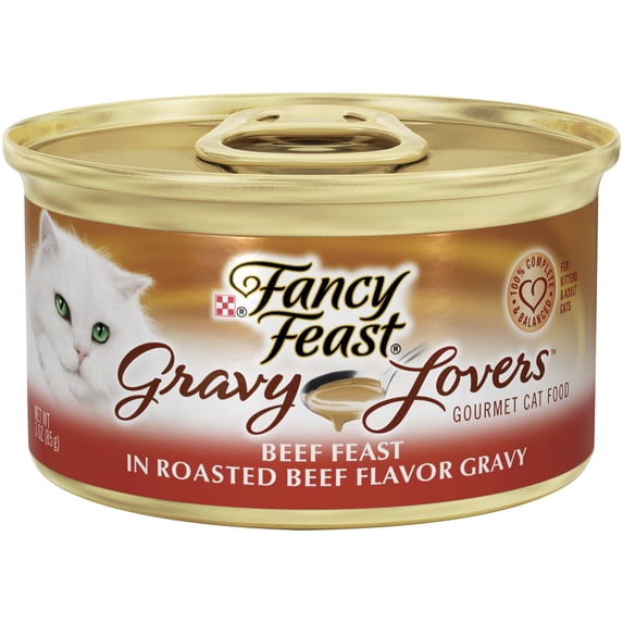 Purina Fancy Feast Gravy Lovers Grilled Gourmet Wet Cat Food, Soft Beef, 3 oz Cans (Pack of 6)
