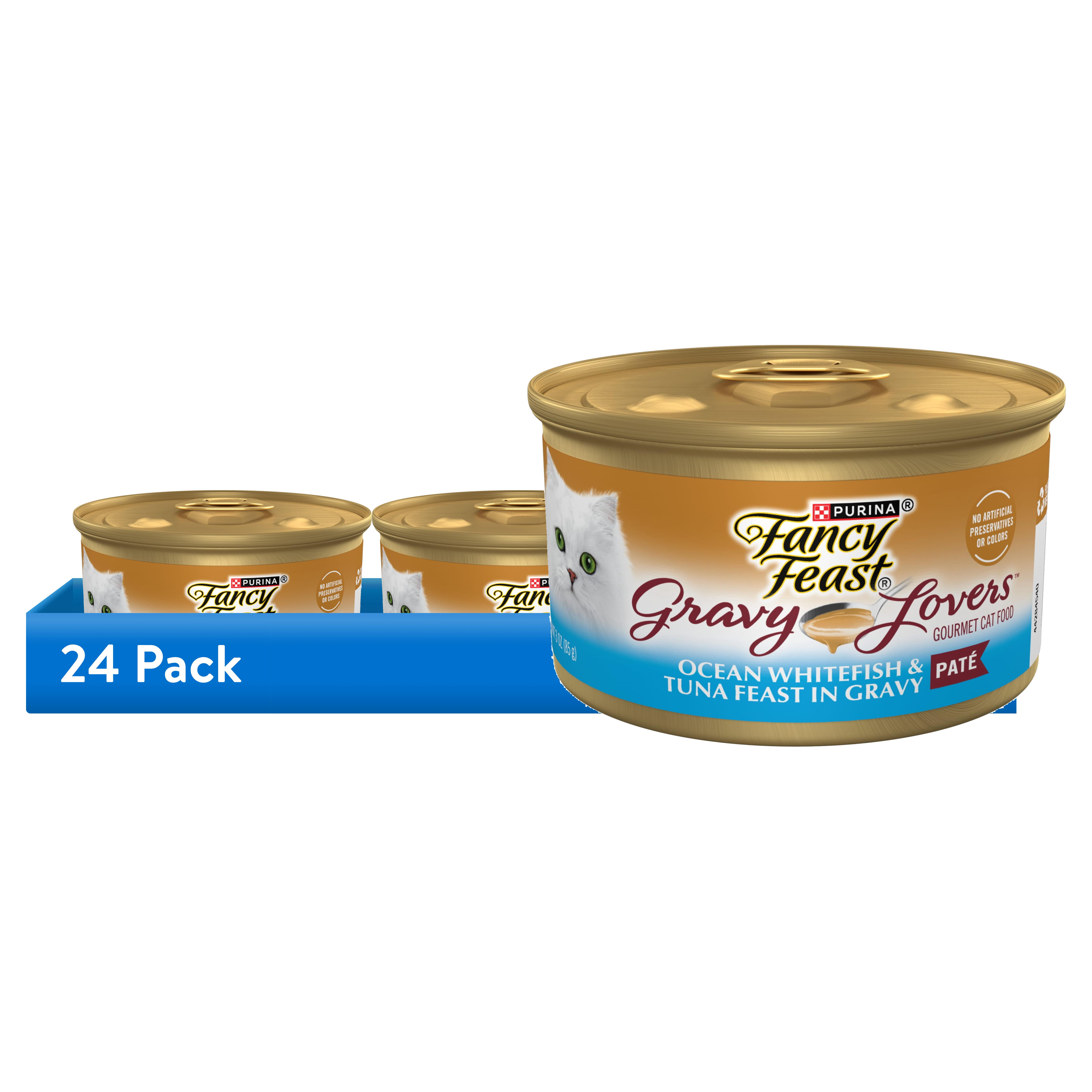 (24 pack) Purina Fancy Feast Gravy Lovers Pate Food, Wet Cat Food, Whitefish & Tuna, 3 oz Can
