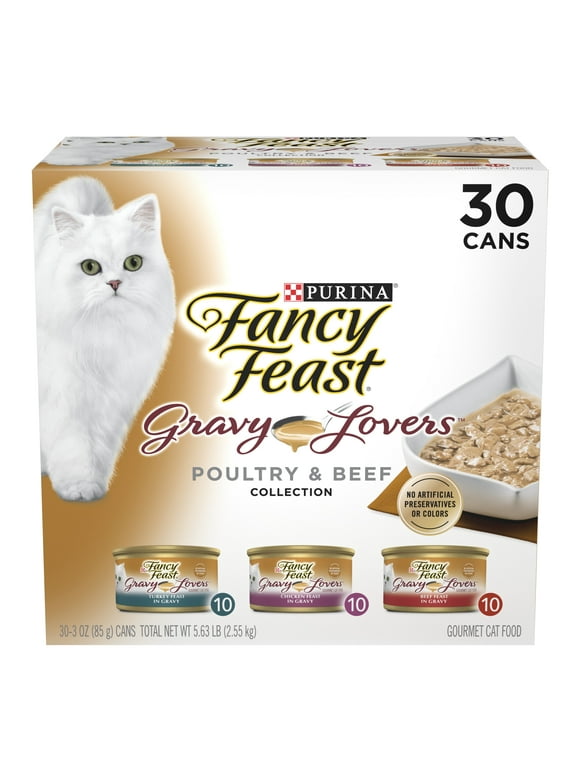 Purina Fancy Feast Gravy Lovers Poultry and Beef Gourmet Wet Cat Food Gravy Recipe Variety Pack